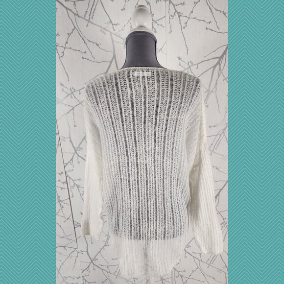 Noul White Open Knit Lightweight Sheer Sweater - Picture 3 of 4
